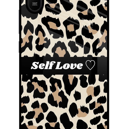 Leopard Print Self Love Redmi 9A/9i Glass Case