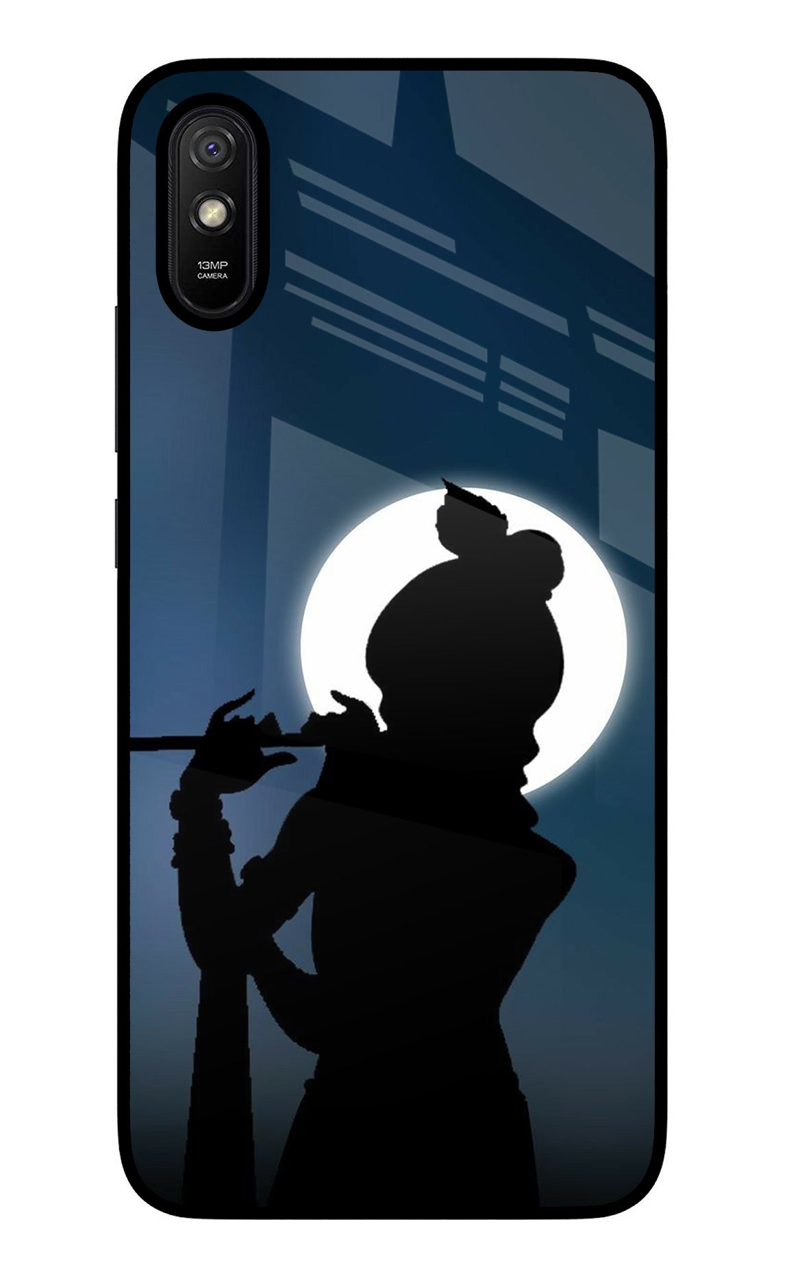 Shri Krishna Silhouette Redmi 9A/9i Glass Case