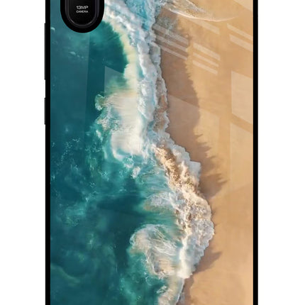 Ocean Beach Redmi 9A/9i Glass Case Back Cover by Casekaro