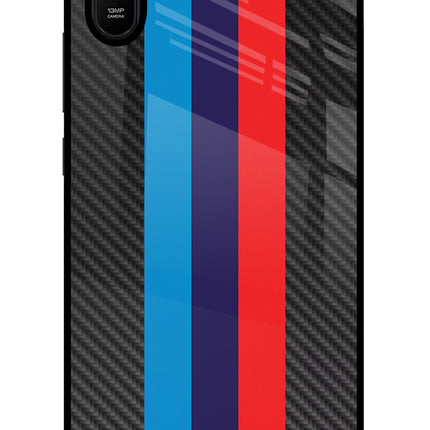 BMW Stripes Pattern Redmi 9A/9i Glass Case Back Cover by Casekaro