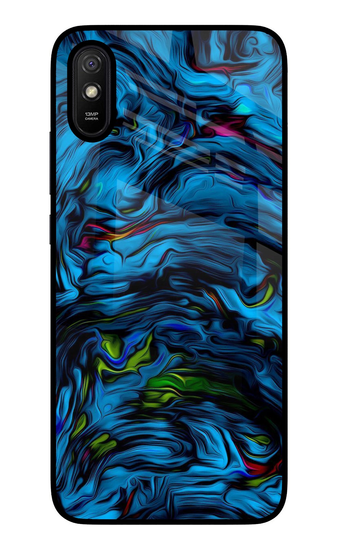 Dark Blue Abstract Redmi 9A/9i Glass Case