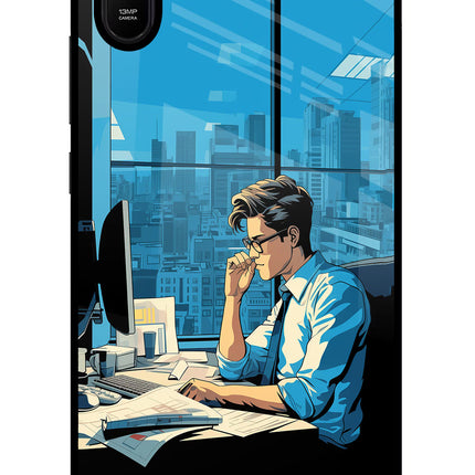 Focused Hustler (AI Generated) Redmi 9A/9i Glass Case Back Cover by Casekaro