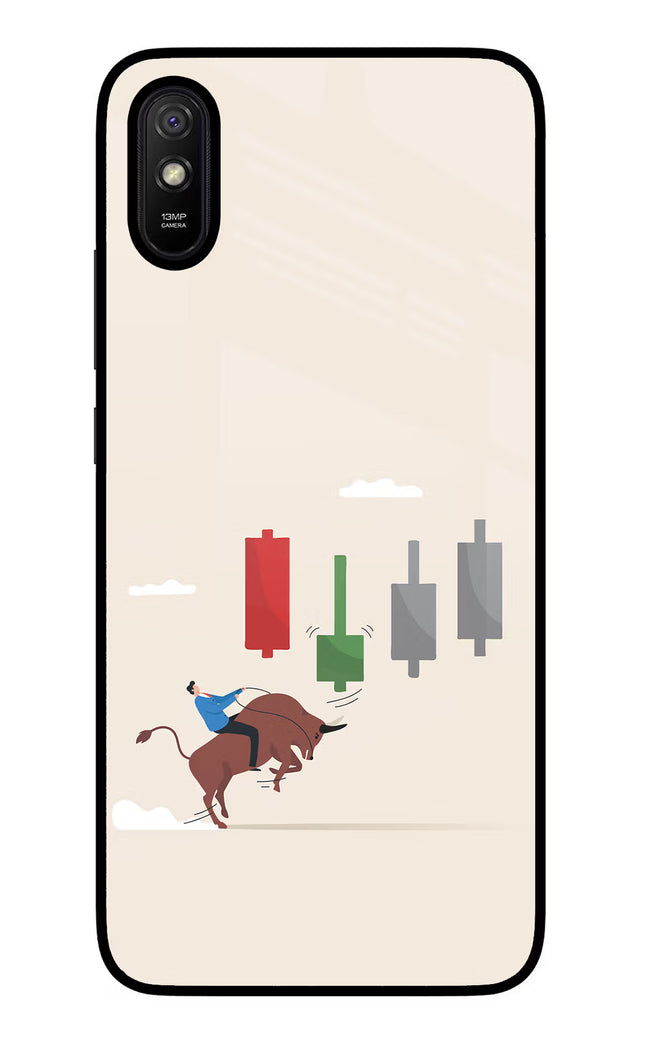 Bull Trading Momentum Redmi 9A/9i Glass Case Back Cover by Casekaro