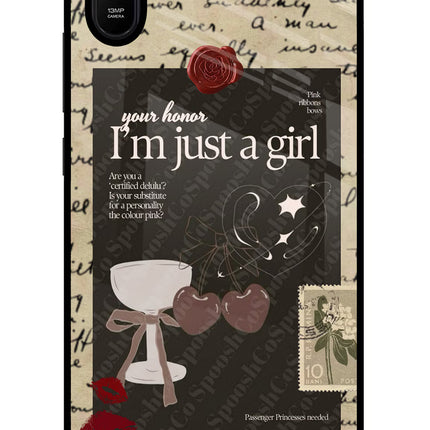 I am just a girl Redmi 9A/9i Glass Case Back Cover by Casekaro
