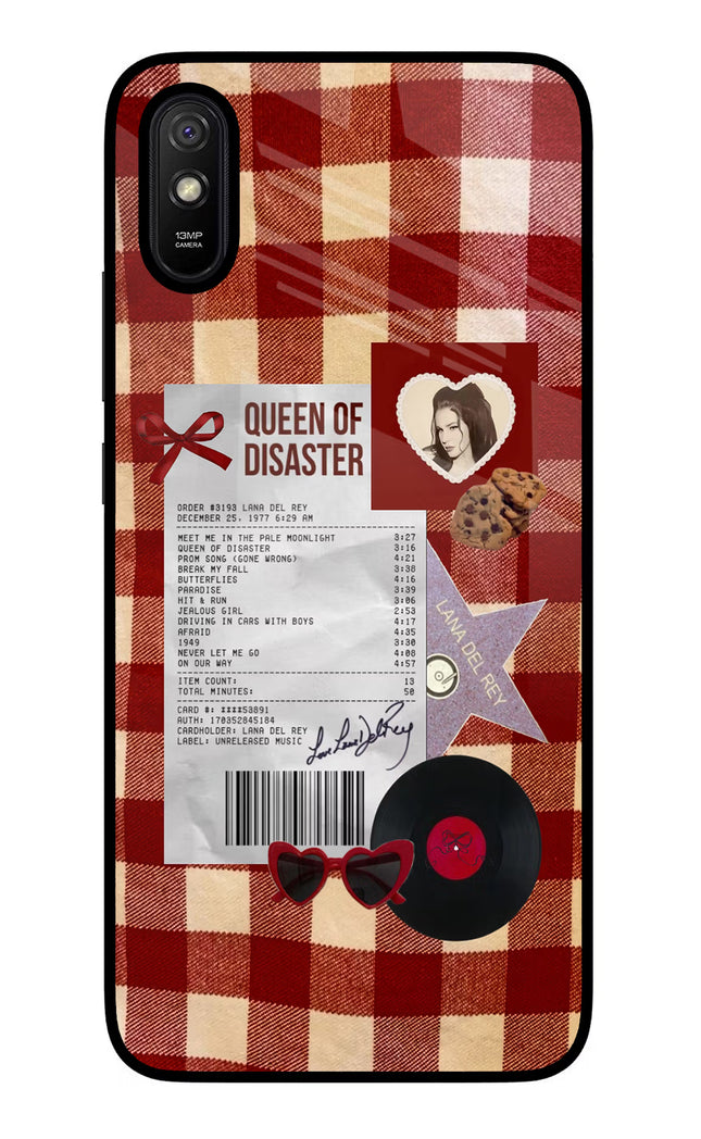 Queen of Disaster Redmi 9A/9i Glass Case Back Cover by Casekaro