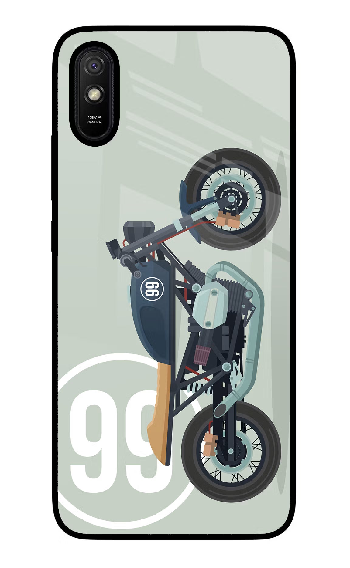 Classic Cafe Racer 99 Redmi 9A/9i Glass Case Back Cover by Casekaro
