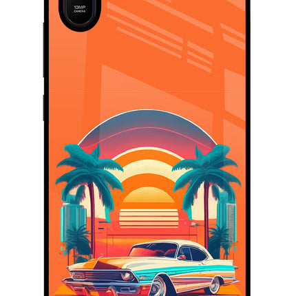 Palm Drive 80s Redmi 9A/9i Glass Case Back Cover by Casekaro