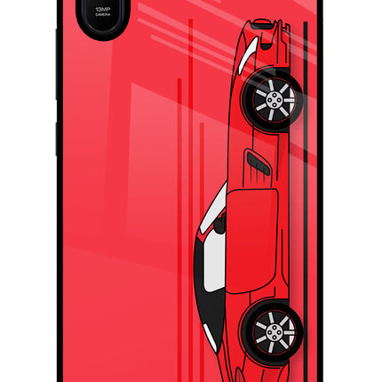 Red Velocity Redmi 9A/9i Glass Case Back Cover by Casekaro
