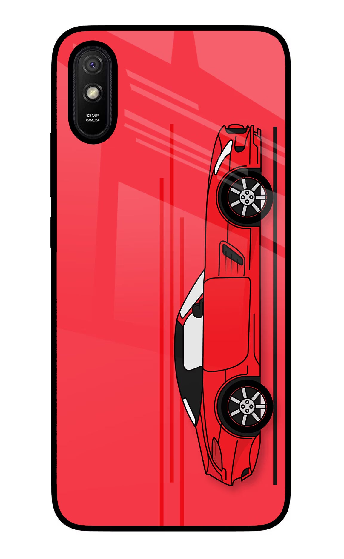 Red Velocity Redmi 9A/9i Glass Case Back Cover by Casekaro