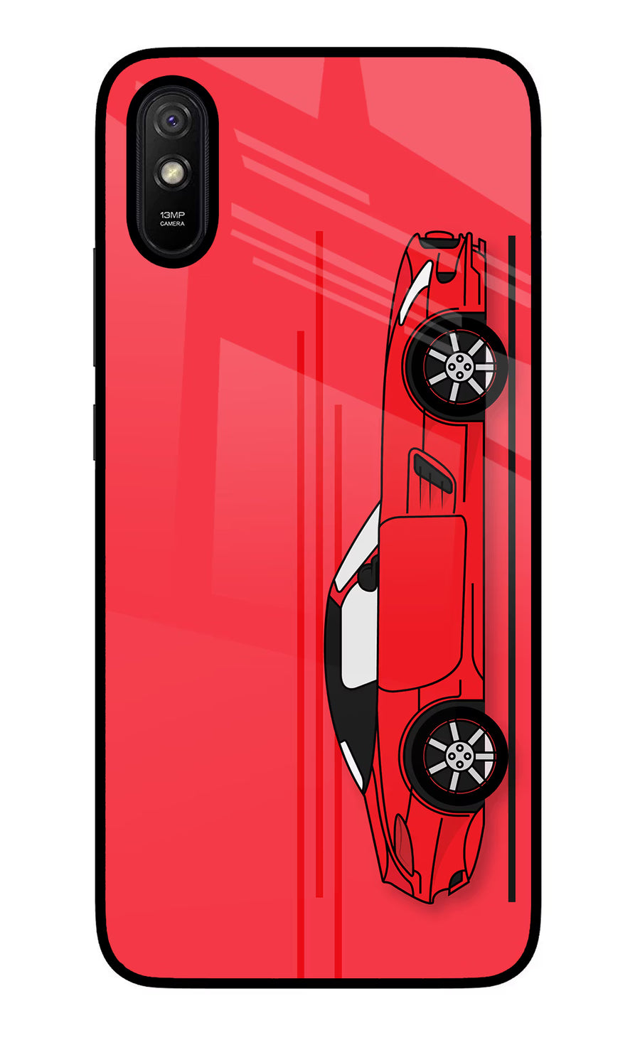 Red Velocity Redmi 9A/9i Back Cover, Glass case