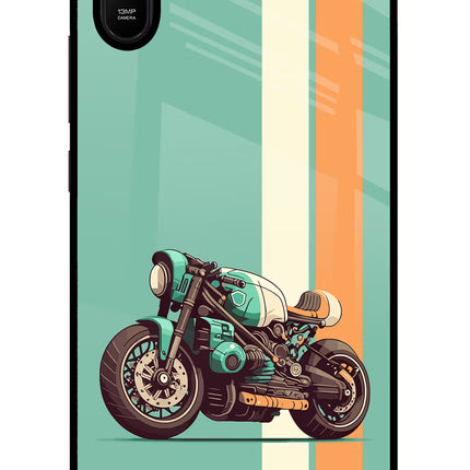 Striped Moto Drift Redmi 9A/9i Glass Case Back Cover by Casekaro