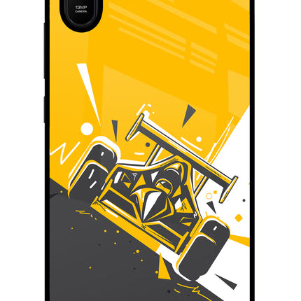 Track King Redmi 9A/9i Glass Case Back Cover by Casekaro