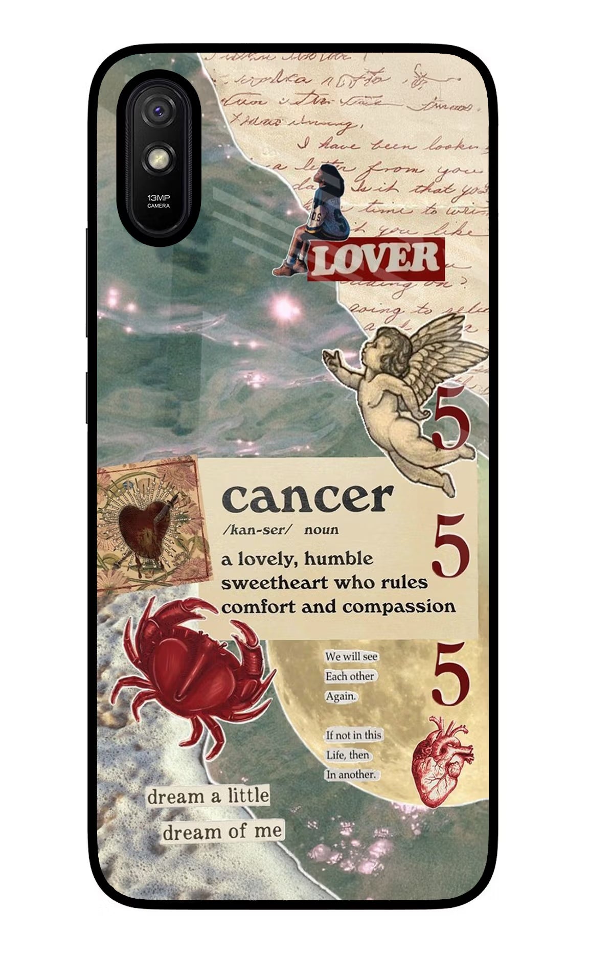 Cancer Zodiac Redmi 9A/9i Glass Case Back Cover by Casekaro