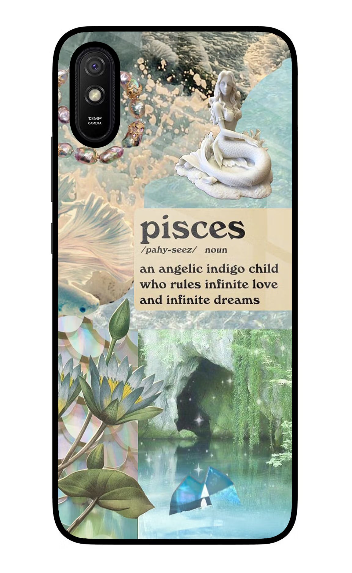 Pisces Zodiac Redmi 9A/9i Glass Case Back Cover by Casekaro