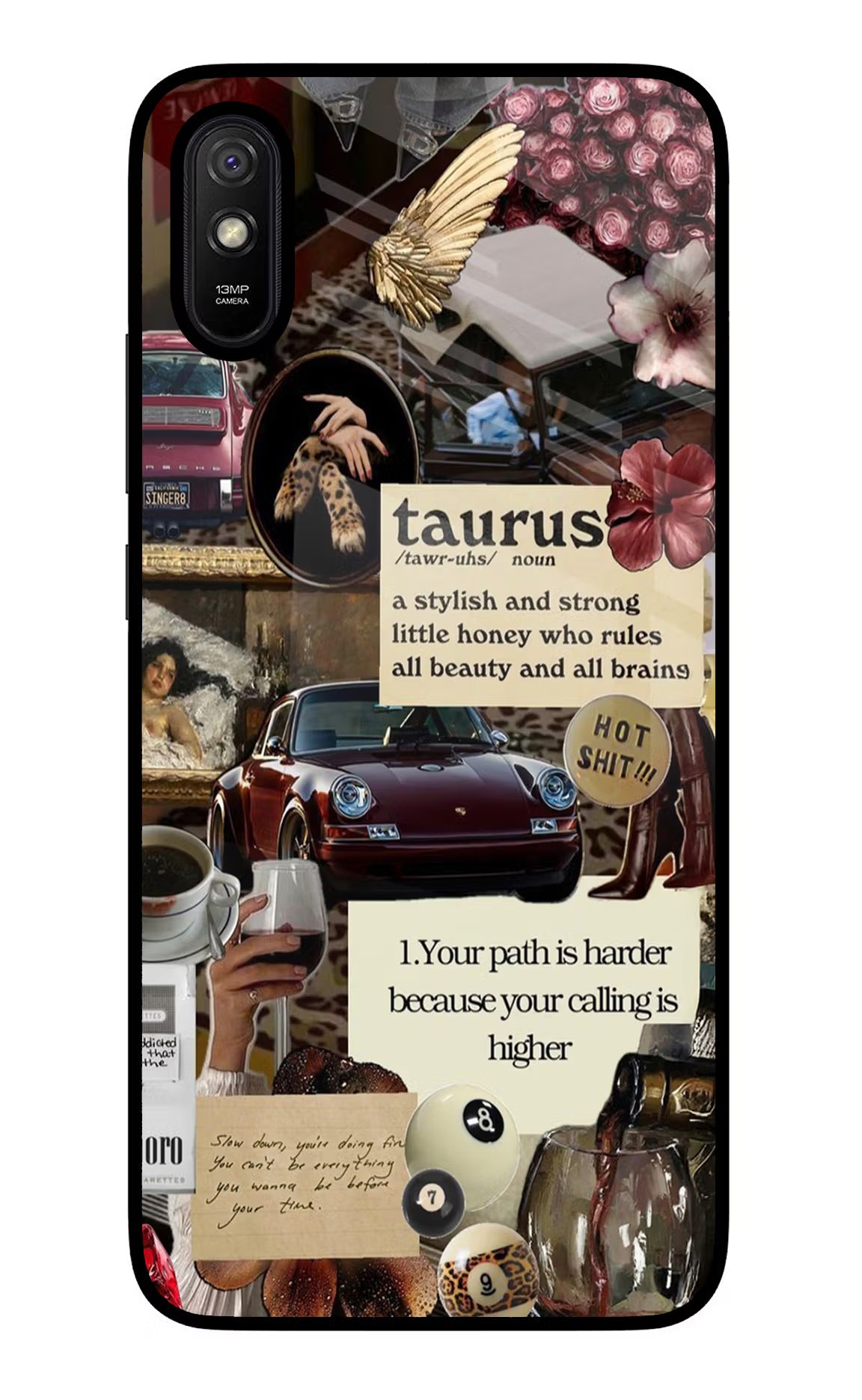 Taurus Zodiac Redmi 9A/9i Glass Case Back Cover by Casekaro