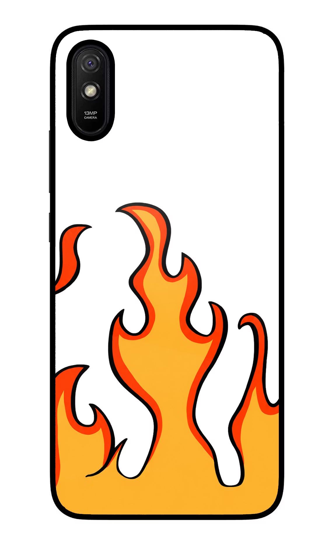 Fired Up – White Redmi 9A/9i Glass Case