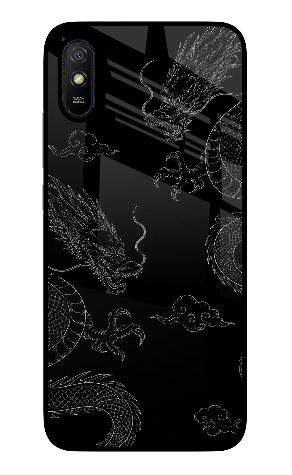 Twin Dragons Redmi 9A/9i Glass Case Back Cover by Casekaro