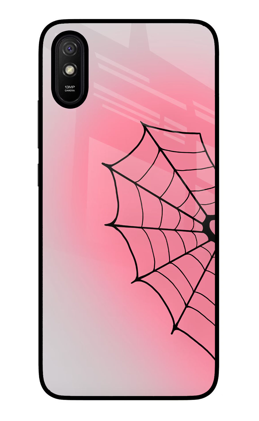 Pink Web Redmi 9A/9i Back Cover, Glass case