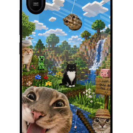 Minecraft Cat Chaos Redmi 9A/9i Glass Case Back Cover by Casekaro