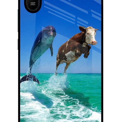 Dolphin vs Cow Redmi 9A/9i Glass Case