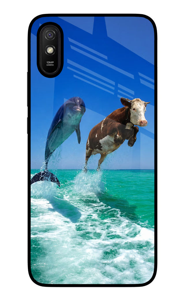Dolphin vs Cow Redmi 9A/9i Glass Case