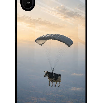 Skydiving Cow Redmi 9A/9i Glass Case