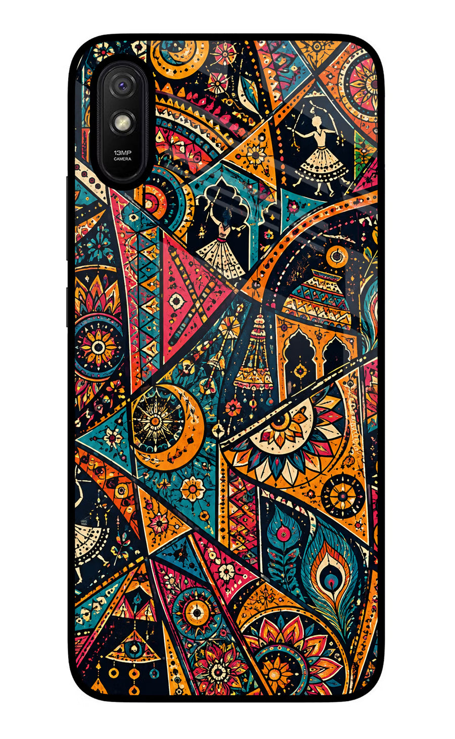 Folk Print Redmi 9A/9i Back Cover, Glass case