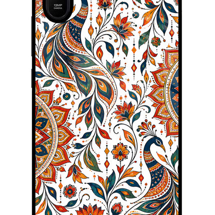 White Mayura Redmi 9A/9i Glass Case