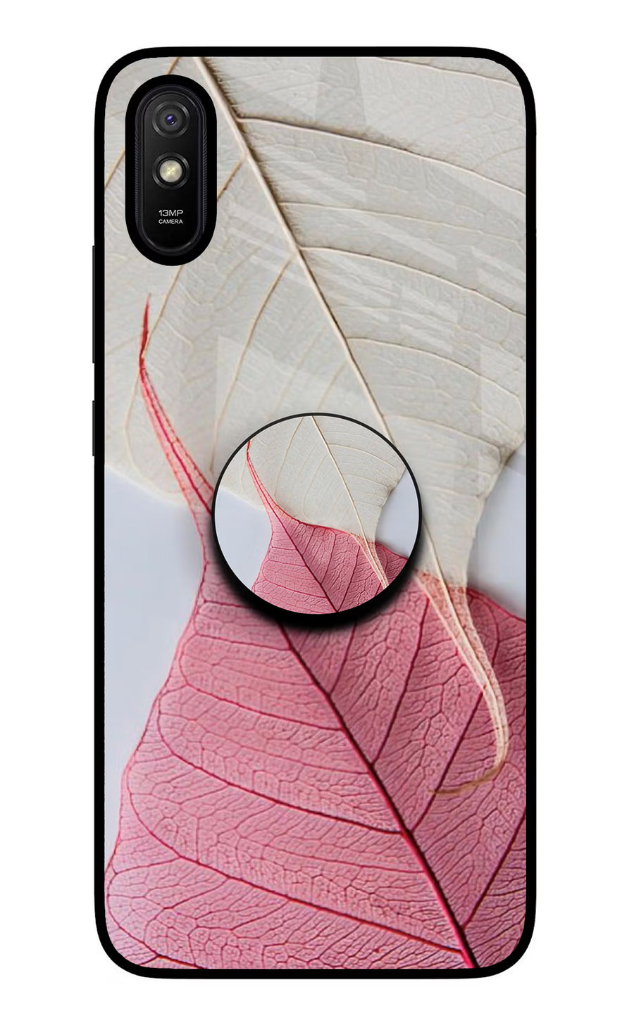 White Pink Leaf Redmi 9A/9i Pop Case, Glass case