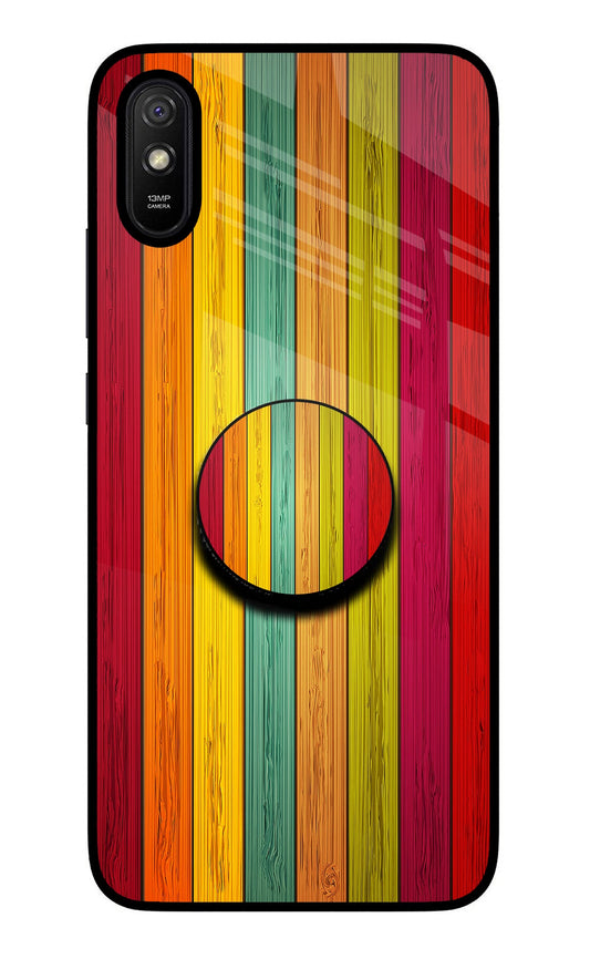 Multicolor Wooden Redmi 9A/9i Glass Case