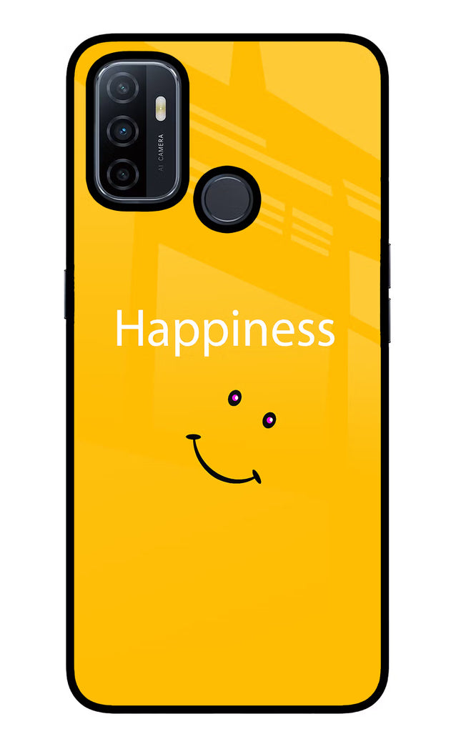 Happiness With Smiley Oppo A53 2020 Glass Case Back Cover by Casekaro