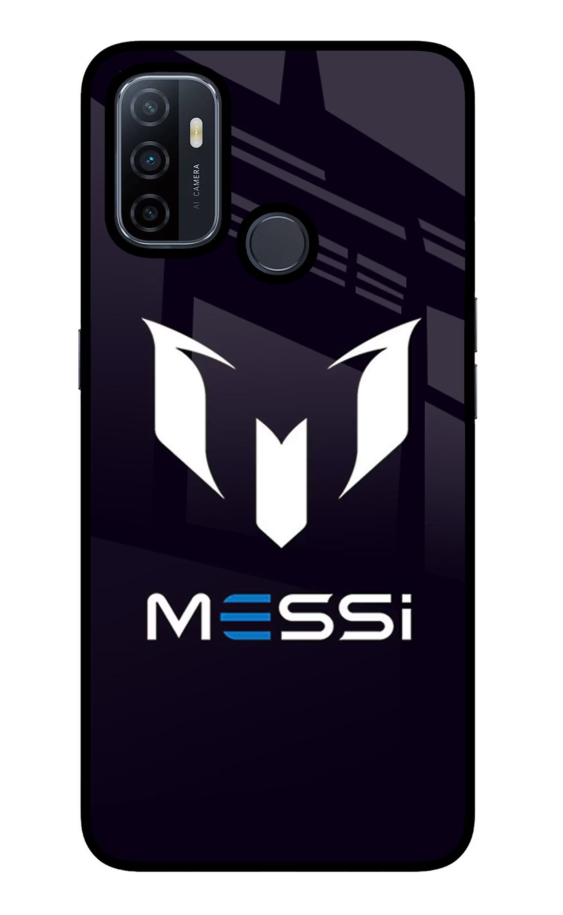 Messi Logo Oppo A53 2020 Glass Case Back Cover by Casekaro
