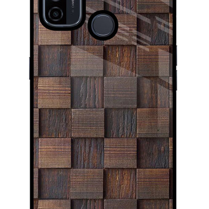 Wooden Cube Design Oppo A53 2020 Glass Case Back Cover by Casekaro