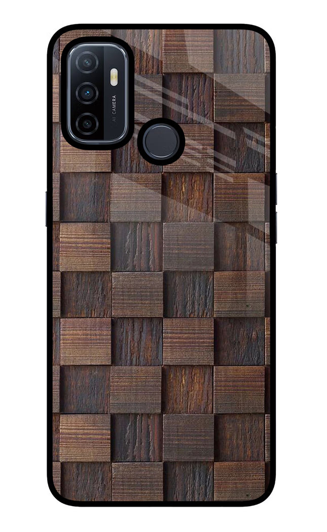 Wooden Cube Design Oppo A53 2020 Glass Case Back Cover by Casekaro