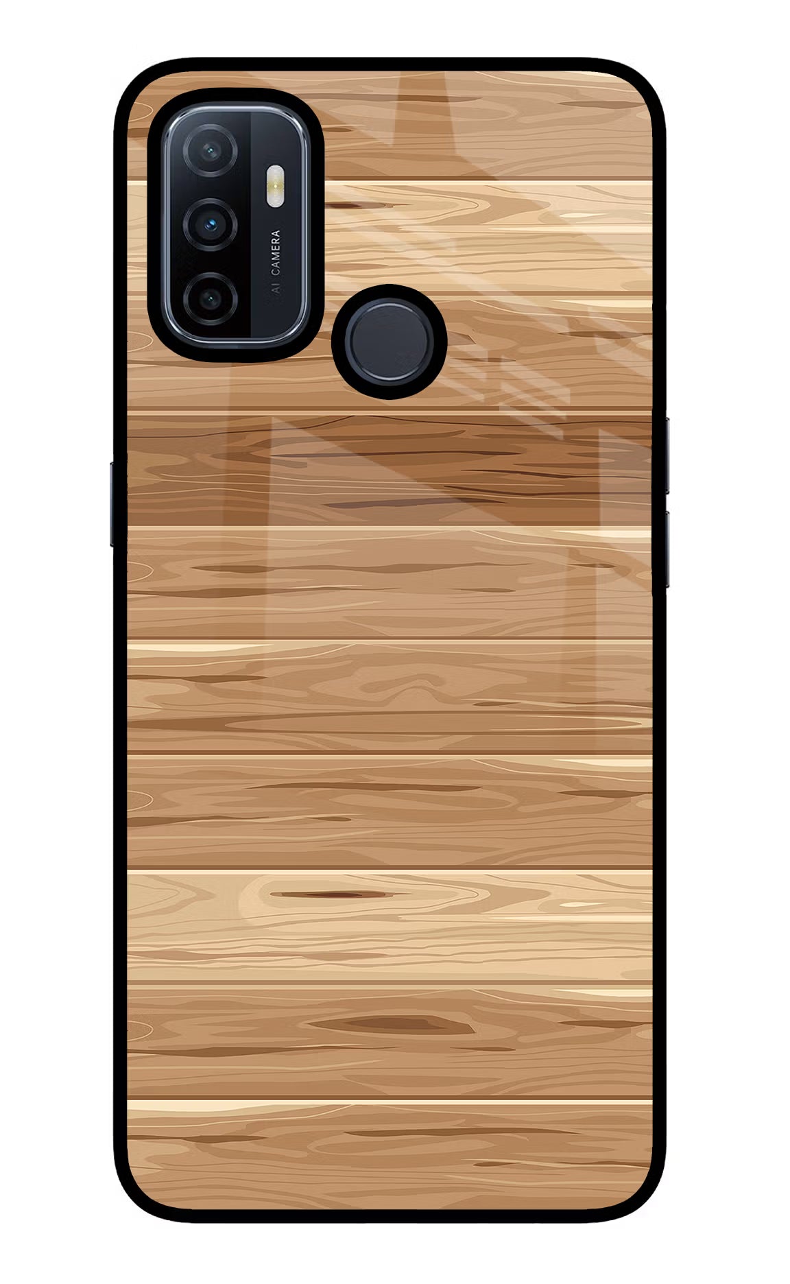 Wooden Vector Oppo A53 2020 Glass Case Back Cover by Casekaro