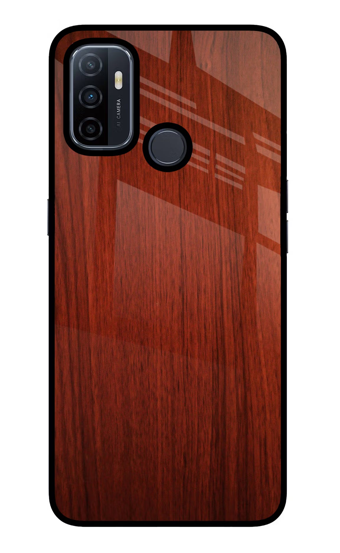 Wooden Plain Pattern Oppo A53 2020 Glass Case Back Cover by Casekaro