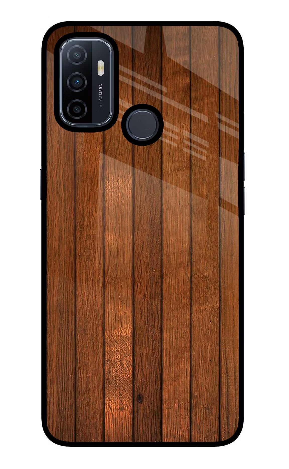 Wooden Artwork Bands Oppo A53 2020 Glass Case Back Cover by Casekaro