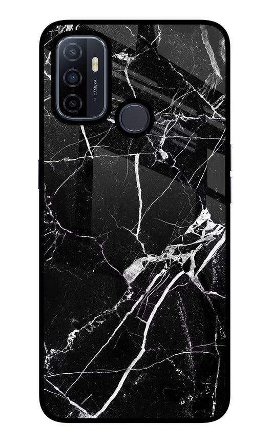 Black Marble Pattern Oppo A53 2020 Glass Case
