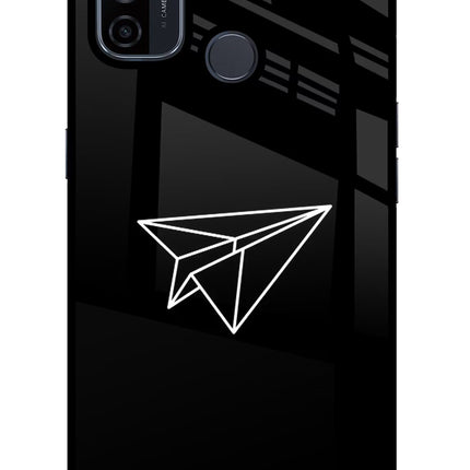 Paper Plane White Oppo A53 2020 Glass Case Back Cover by Casekaro