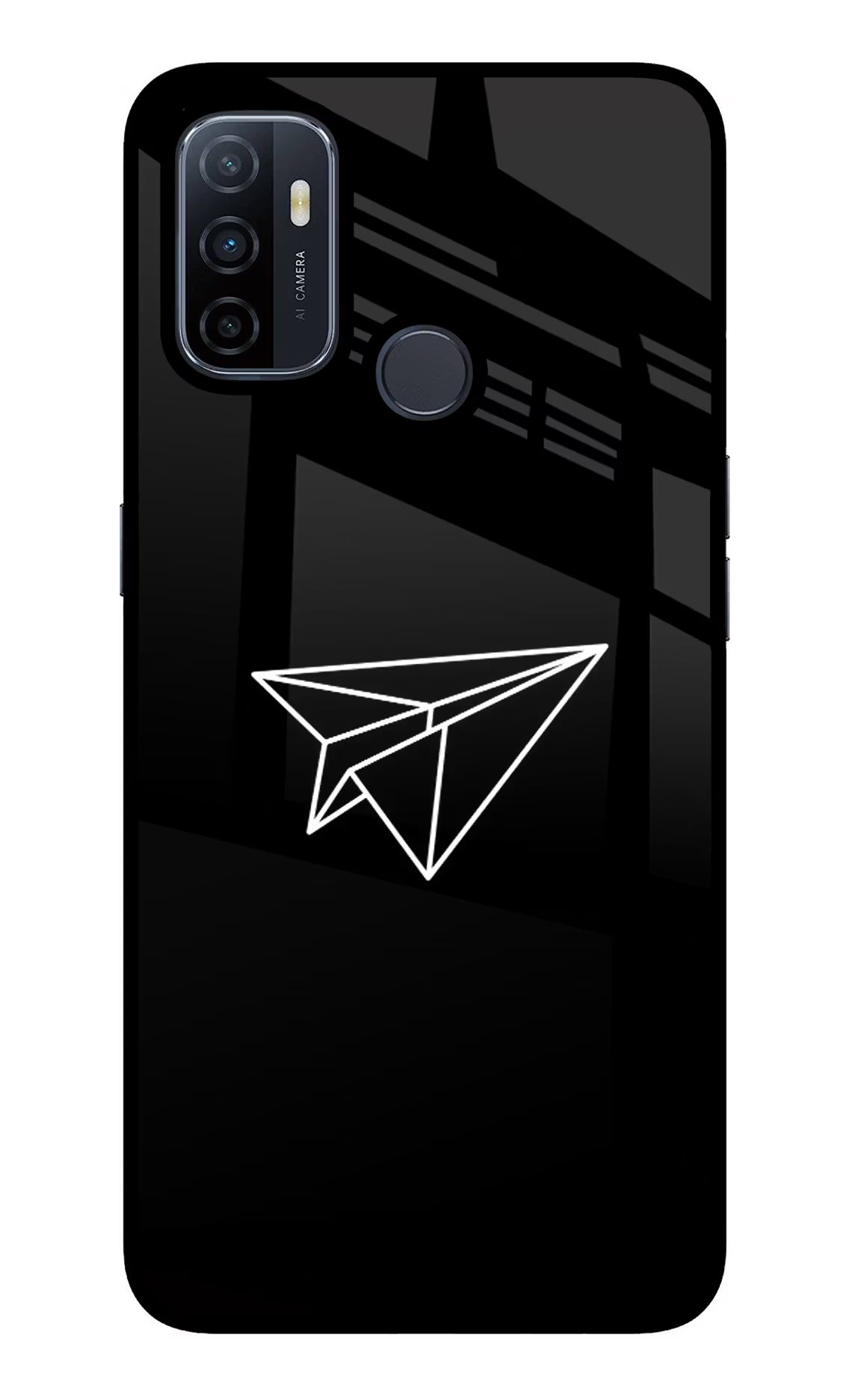 Paper Plane White Oppo A53 2020 Glass Case Back Cover by Casekaro