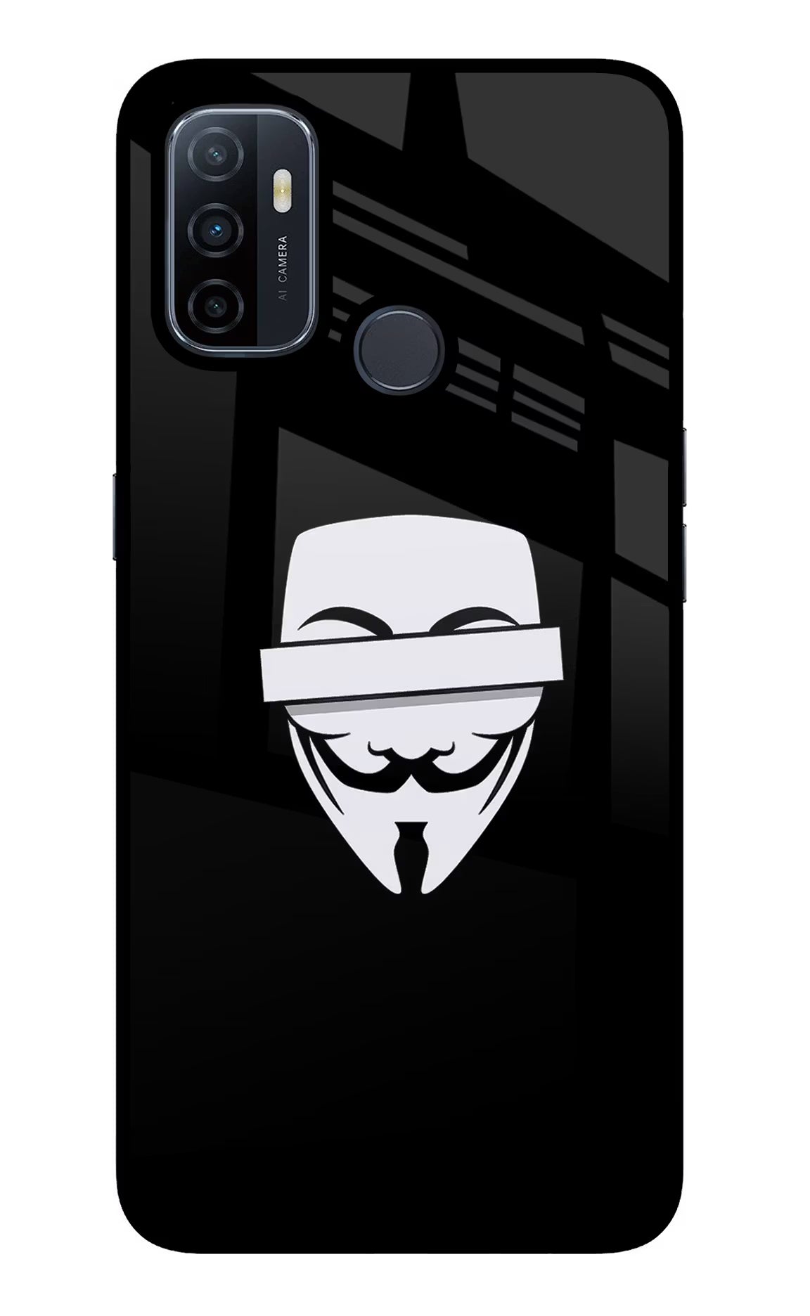 Anonymous Face Oppo A53 2020 Glass Case Back Cover by Casekaro