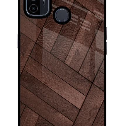 Wooden Texture Design Oppo A53 2020 Glass Case Back Cover by Casekaro