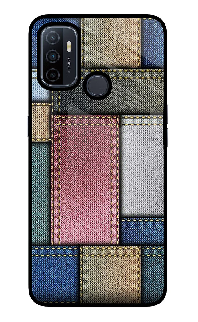 Multicolor Jeans Oppo A53 2020 Glass Case Back Cover by Casekaro