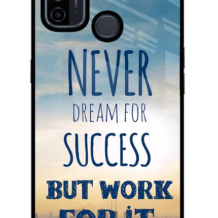 Never Dream For Success But Work For It Oppo A53 2020 Glass Case Back Cover by Casekaro