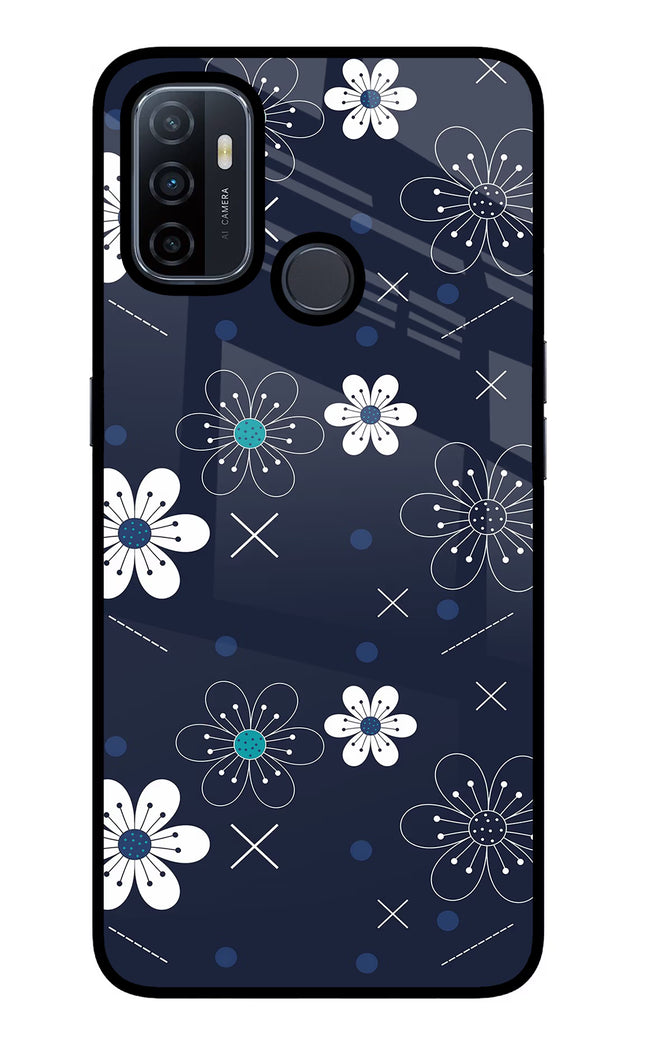 Flowers Oppo A53 2020 Glass Case Back Cover by Casekaro