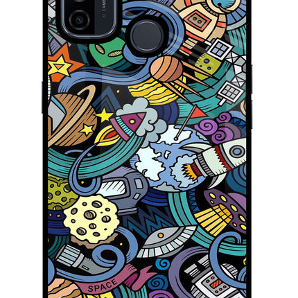 Space Abstract Oppo A53 2020 Glass Case Back Cover by Casekaro