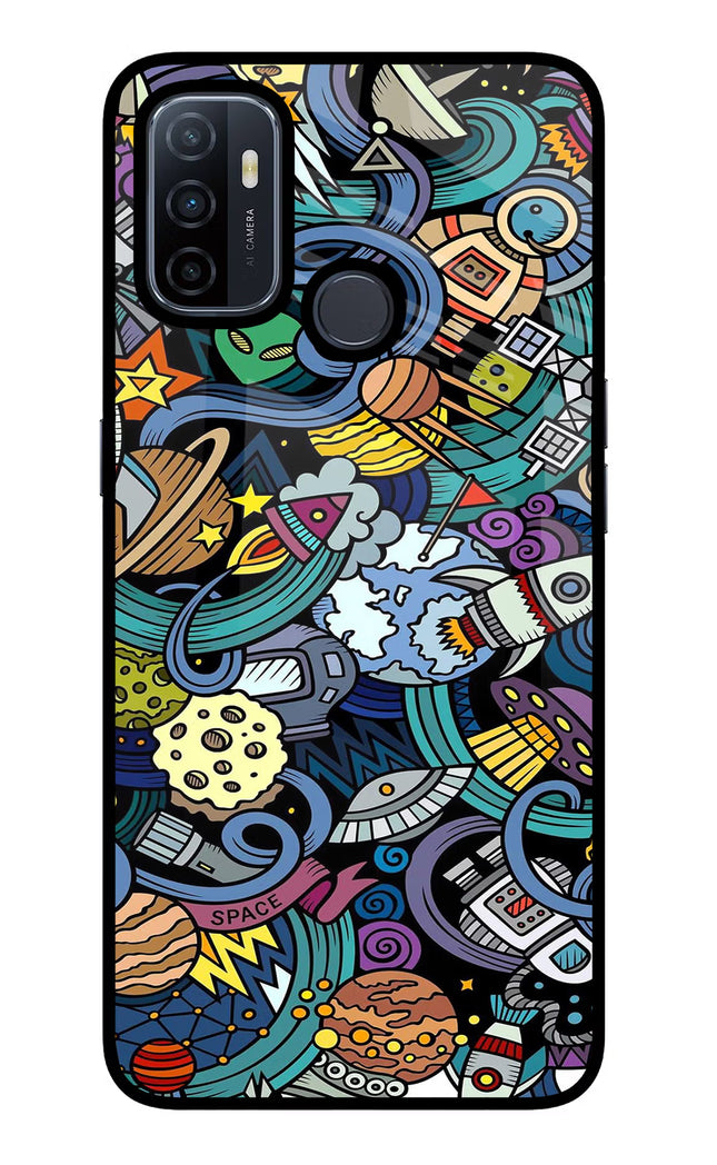 Space Abstract Oppo A53 2020 Glass Case Back Cover by Casekaro