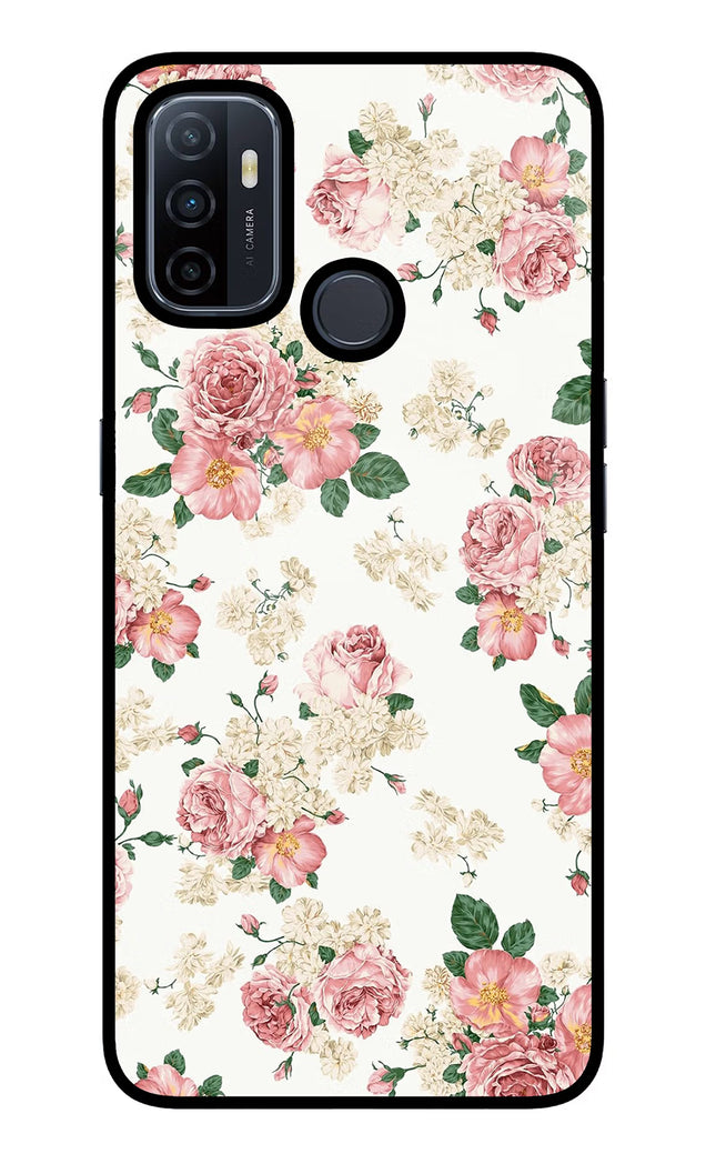 Flowers Oppo A53 2020 Glass Case Back Cover by Casekaro
