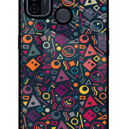 Geometric Abstract Oppo A53 2020 Glass Case Back Cover by Casekaro