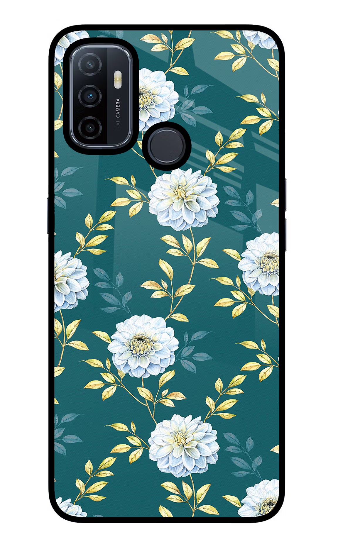 Flowers Oppo A53 2020 Glass Case Back Cover by Casekaro